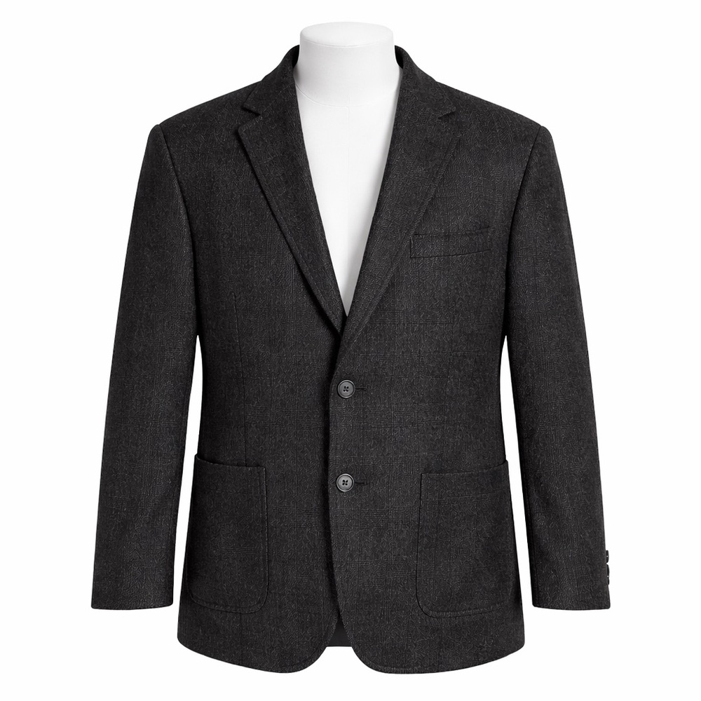 Size XLT Alfred Sung Men’s Charcoal Grey Wool Blend Suit Jacket Blazer